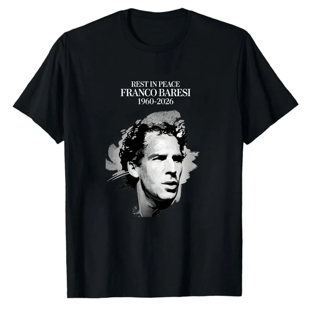 R.I.P 1960-2026 Franco Baresi No.6 Football Legend Forever in Curva Sud Memorial Graphic Tee Casual Tshirt for Football Lovers