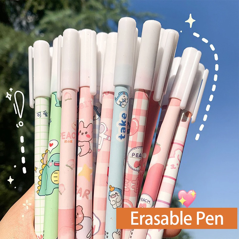 

6Pc/Set 0.5mm Ballpoint Pen Kawaii Cartoons Neutral Erasable Pen Blue Gel Pens School Office Students Supplies Kids Stationery