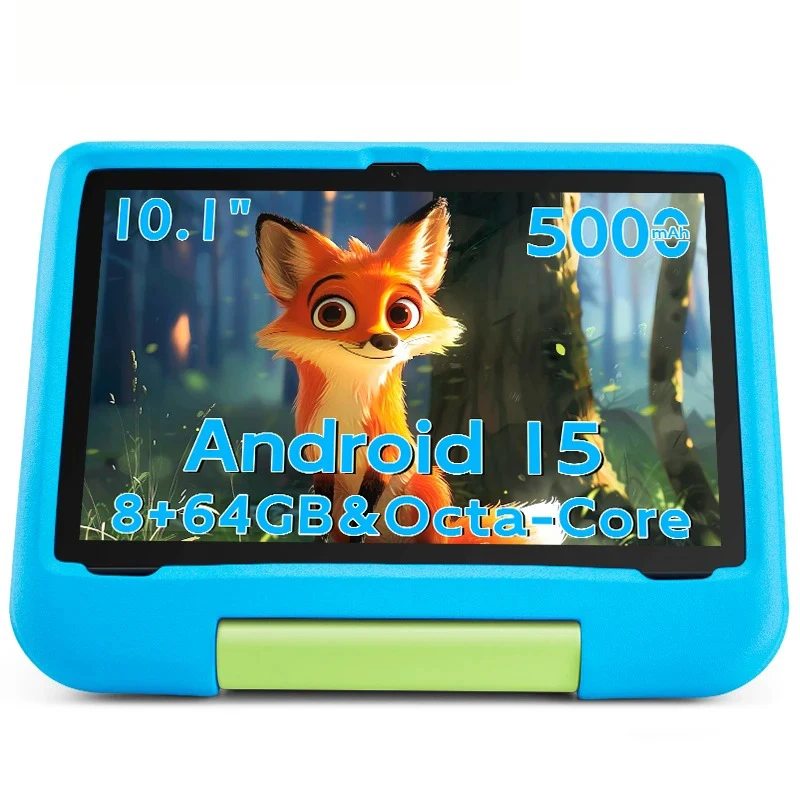 10.1inch 2025 Android Kids Tablet with 8GB RAM + 64GB ROM, Dual Camera, 1280x800 IPS Display, 5000mAh Battery, Dual-Band WiFi 6
