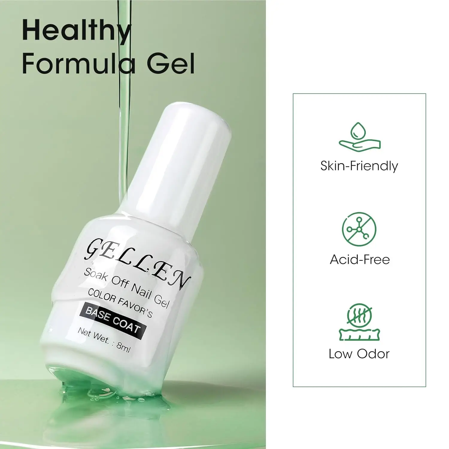 Gellen Base couche de finition 2 pièces ensemble 8ml sans lingette tremper clair longue durée Gel vernis à ongles pour LED UV lampe manucure