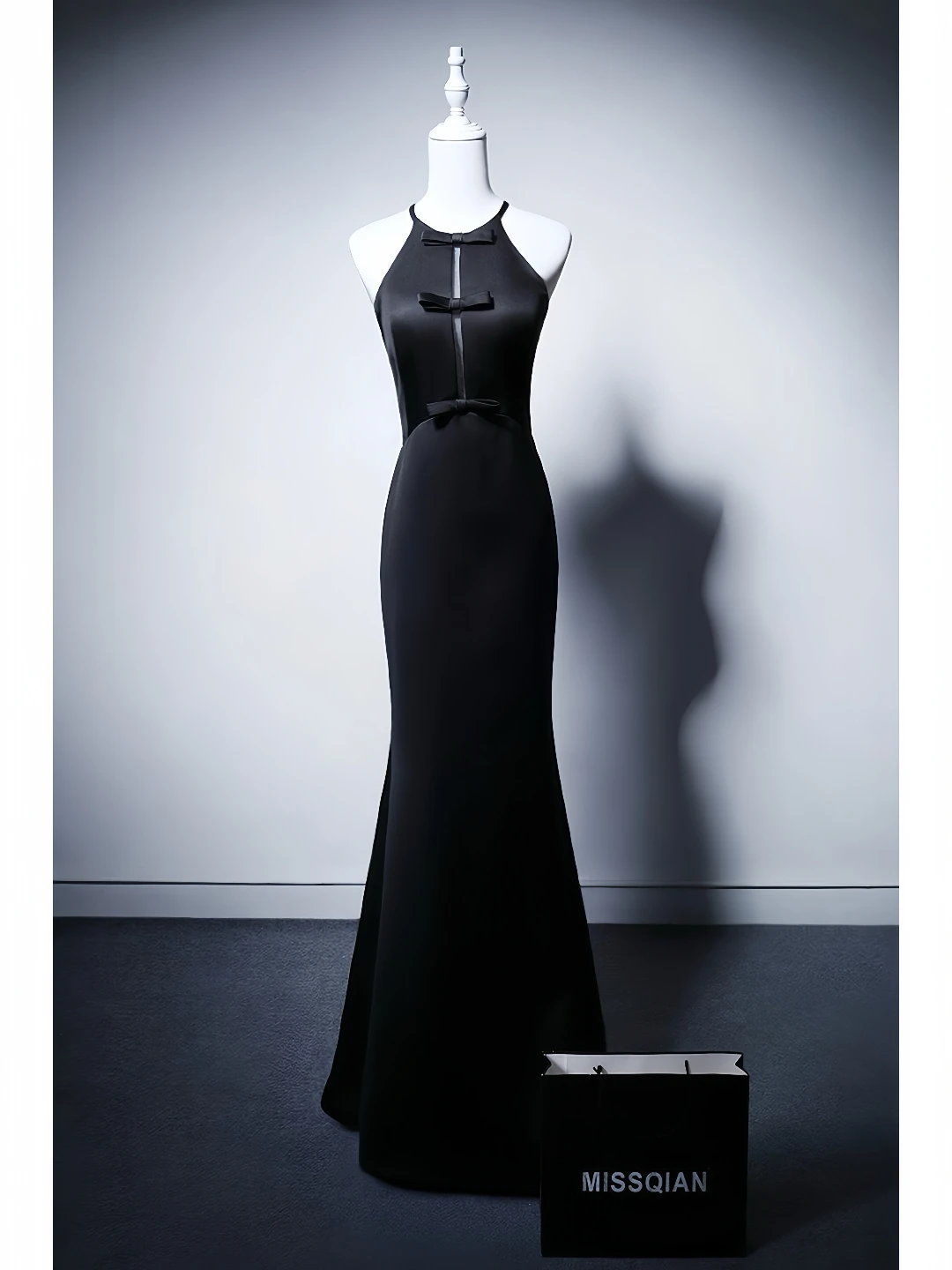 

Черные вечерние платья русалки с круглым вырезом без рукавов и открытой спиной на шнуровке, подходят для женщин, вечерние банкетные платья подружки невесты