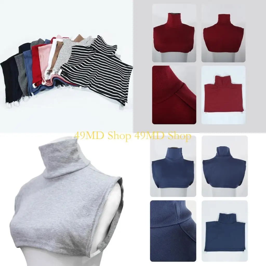 49md-フェイクタートルネック取り外し可能な襟ハイネックハーフトップモックブラウスの襟女性男性セーターフード付き装飾襟