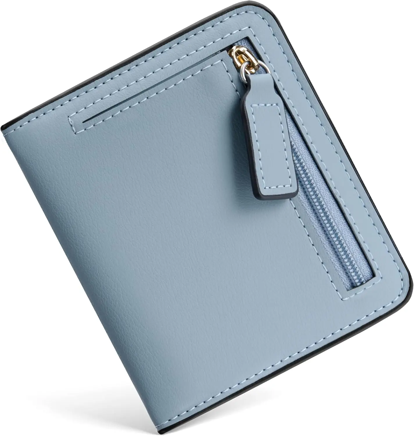 

Тонкий кожаный кошелек для женщин с защитой от RFID, компактный, складной, с прозрачным окошком для удостоверения личности