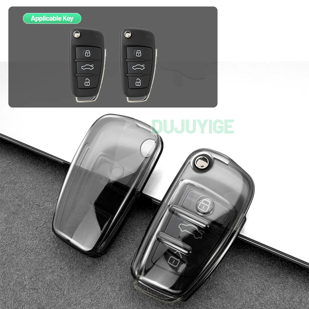 Clear TPU Car Key Case For Audi A3 S3 RS3 8P 2003-2012 Key Fob Cover Protector Shell Auto Accessories 2004 2005 2006 2007 2008