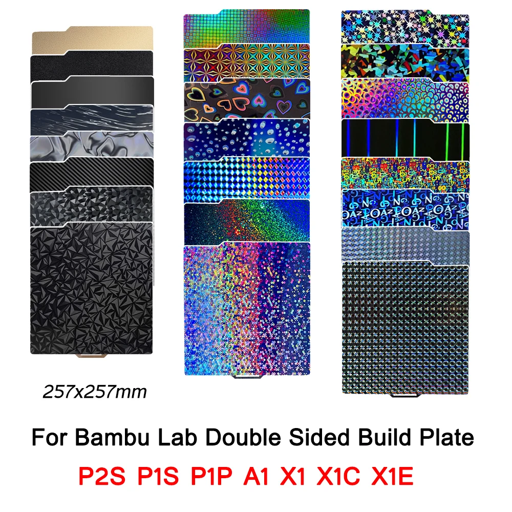 

For P1P P1S P2S A1 X1 X1C X1E PEI Plate Smooth PEY PEO PET PEI Sheet X1 Carbon Build Plate Double Sided for Bambulab P1P P2S