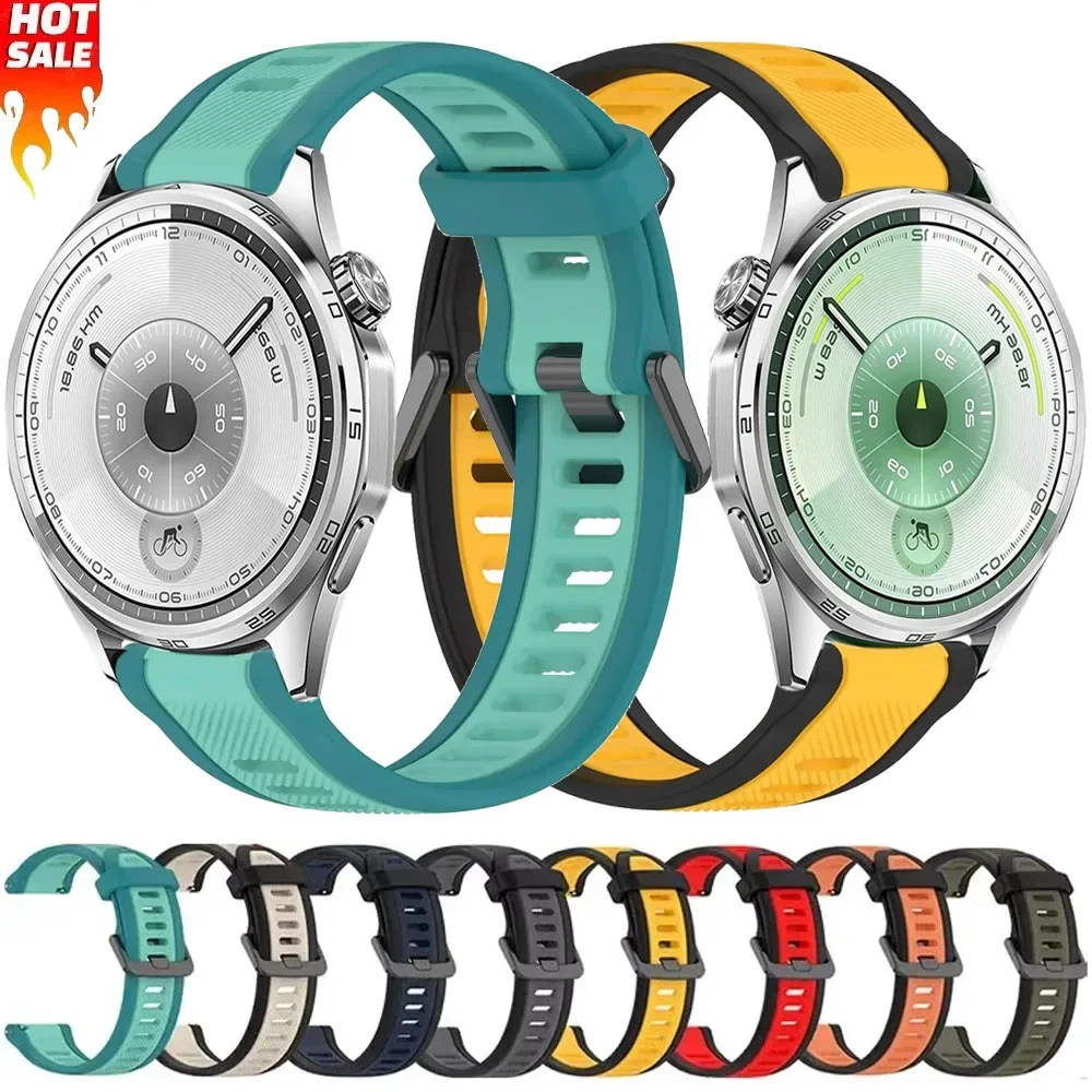 22/20/18 مللي متر سيليكون حزام لساعة هواوي GT6/GT5/GT4 46 مللي متر 41 مللي متر GT6Pro 46 مللي متر نغمتين تنفس الفرقة سامسونج ساعة 7 6 5 4 حزام