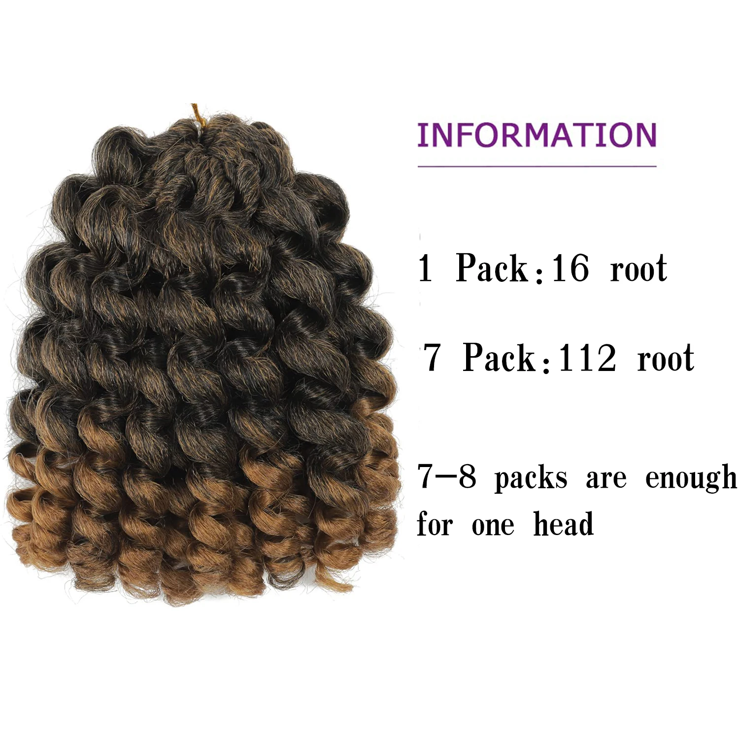 クロシェブレイズヘア 8/10/12インチ ジャマイカンバウンス ワンドカール クロシェヘア カールバウンス クロシェブレイズヘア 合成繊維