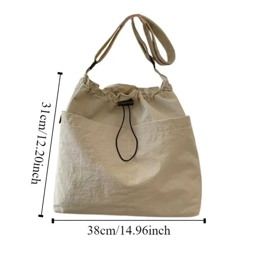 Oxford Cloth Versatile Shoulder Bag Solid Color Large Capacity Casual Crossbody Bag Portable Minimalist Drawstring Shoulder Bag