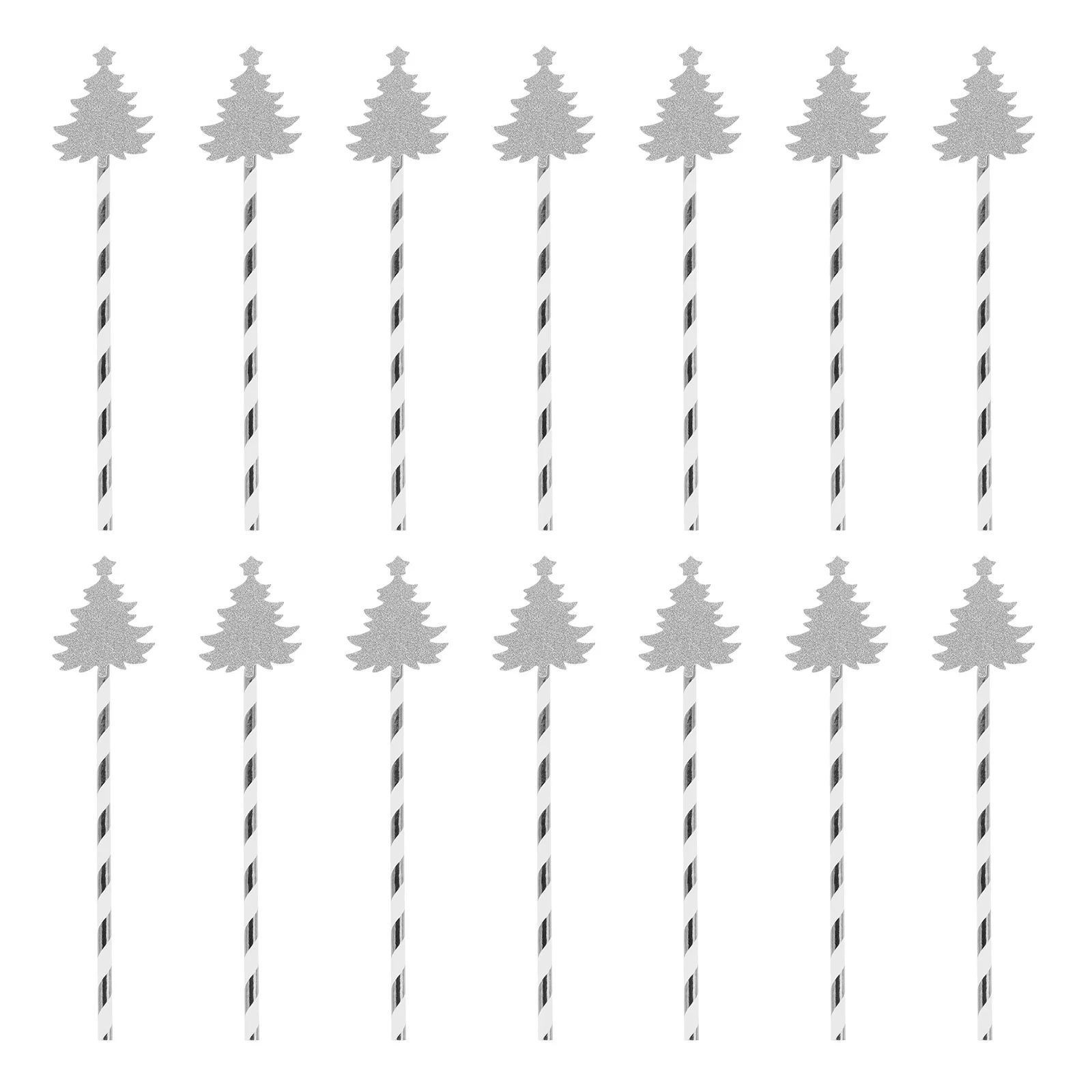 

25 Pcs Christmas Pattern Straw Decorative Straws Paper Decorations Party Favors for Beverage Disposable