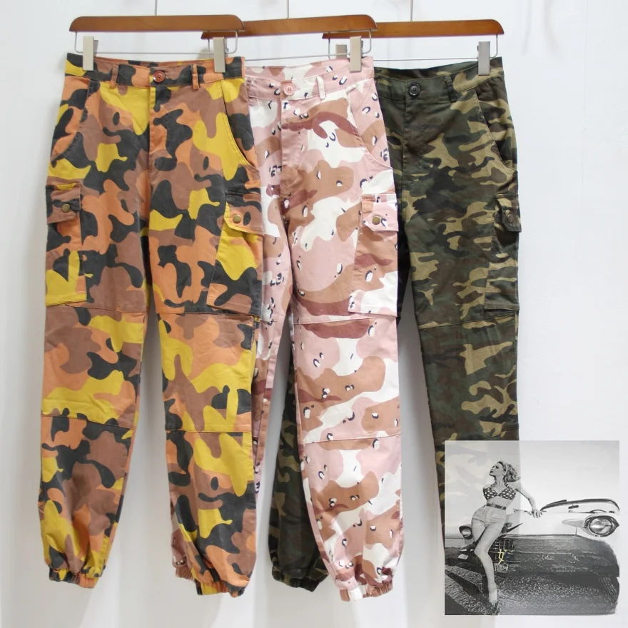 New  Camouflage Pants High Waist Cargo Loose Fit Workwear Trousers for Women Street Dance Hip Hop Loose Cuffed Trousers