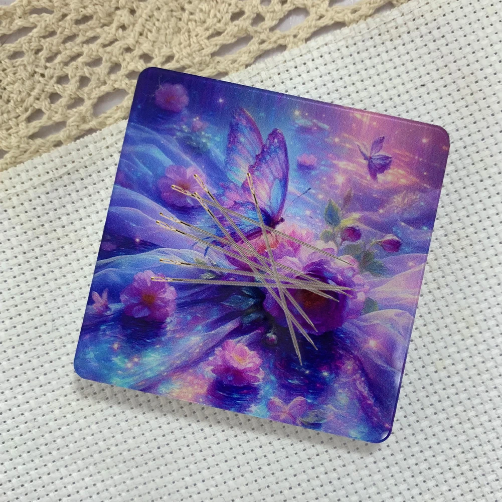 Acrylic Flower Landscape Embroidery Cross Stitch Magnetic Suction Needle Refrigerator Sticker Needle Minder DIY Handmade Crafts