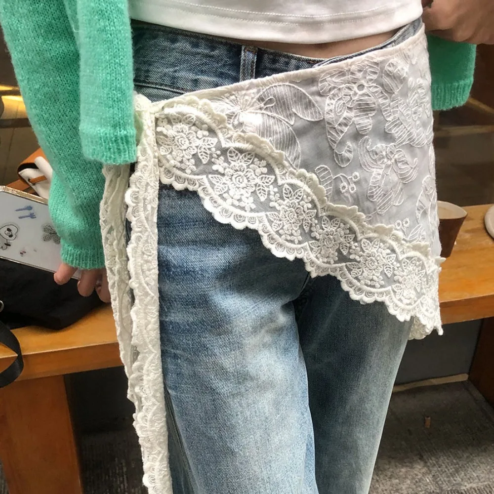 

Модная кружевная бейка, кружевная мини-юбка, аксессуары для одежды, занавеска с оборками, красивые джинсы, украшение, занавеска для женщин