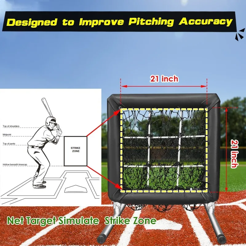 Baseball Softball 9 Hole Pitching Net Strike Zone Heavy Duty Training Aid Equipment Pitch Target for Home Backyard Kids