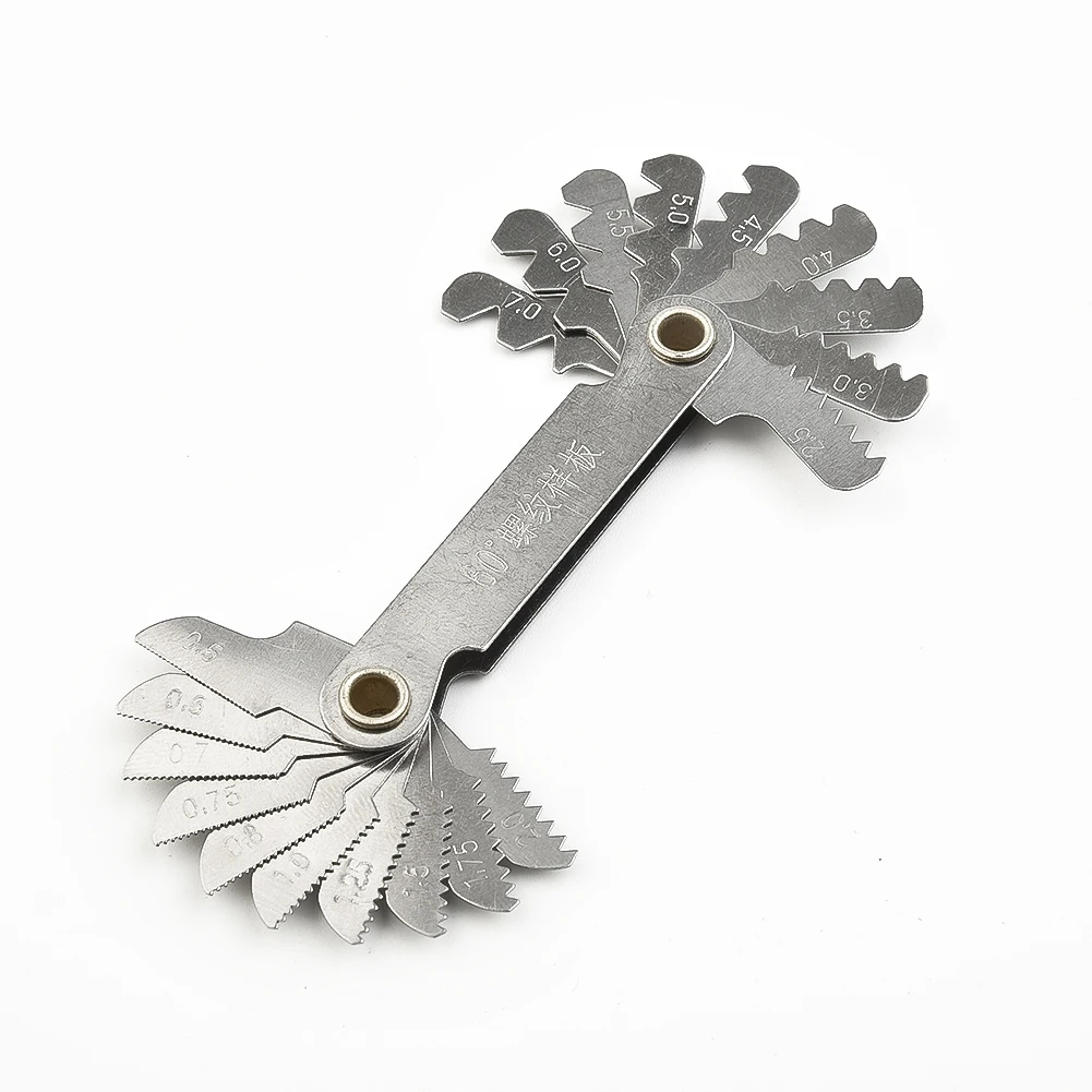 Medidor de rosca métrica polegadas, Gear Tooth Screw Pitch Gauges, Medição de aço carbono, Medição central, Lathe Combo, 55 60 graus