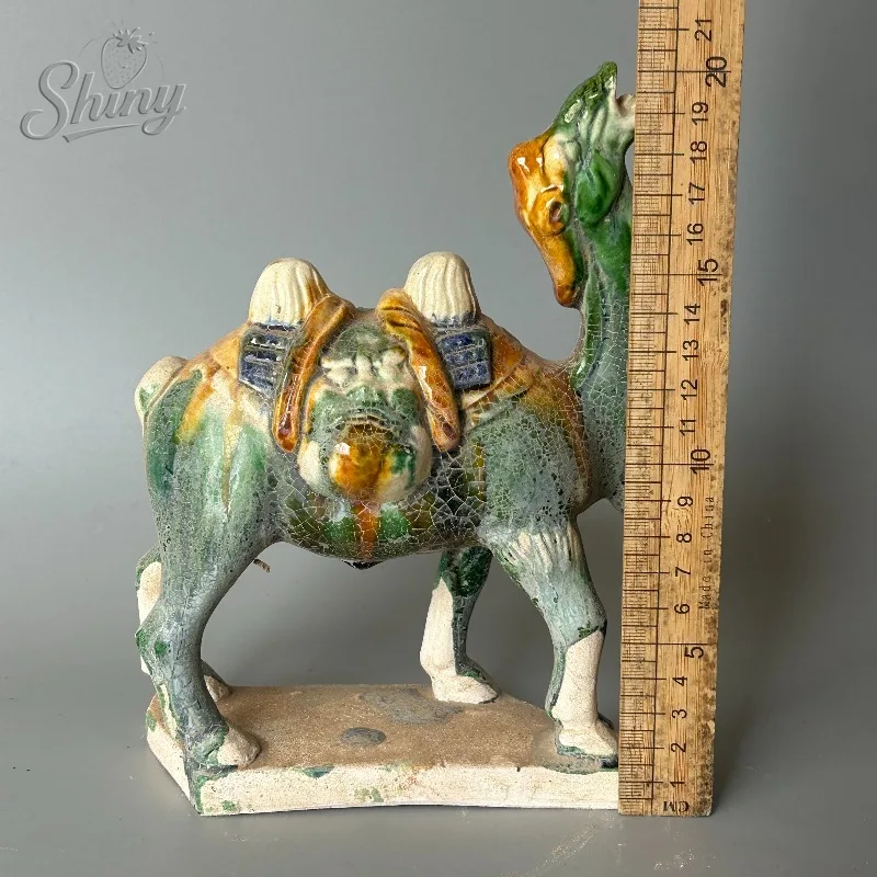 Tang Sancai Green-Glazed Camel Antique-Style Ceramic Collectible Decorative Piece