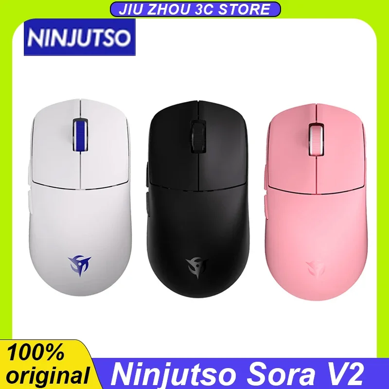 

Ninjutso Sora V2 Mouse Paw3395 2.4g Wireless Wired Dual Mode Snappyfire 39g Lightweight Fps Game Apex Csgo Esports Custom Mouse