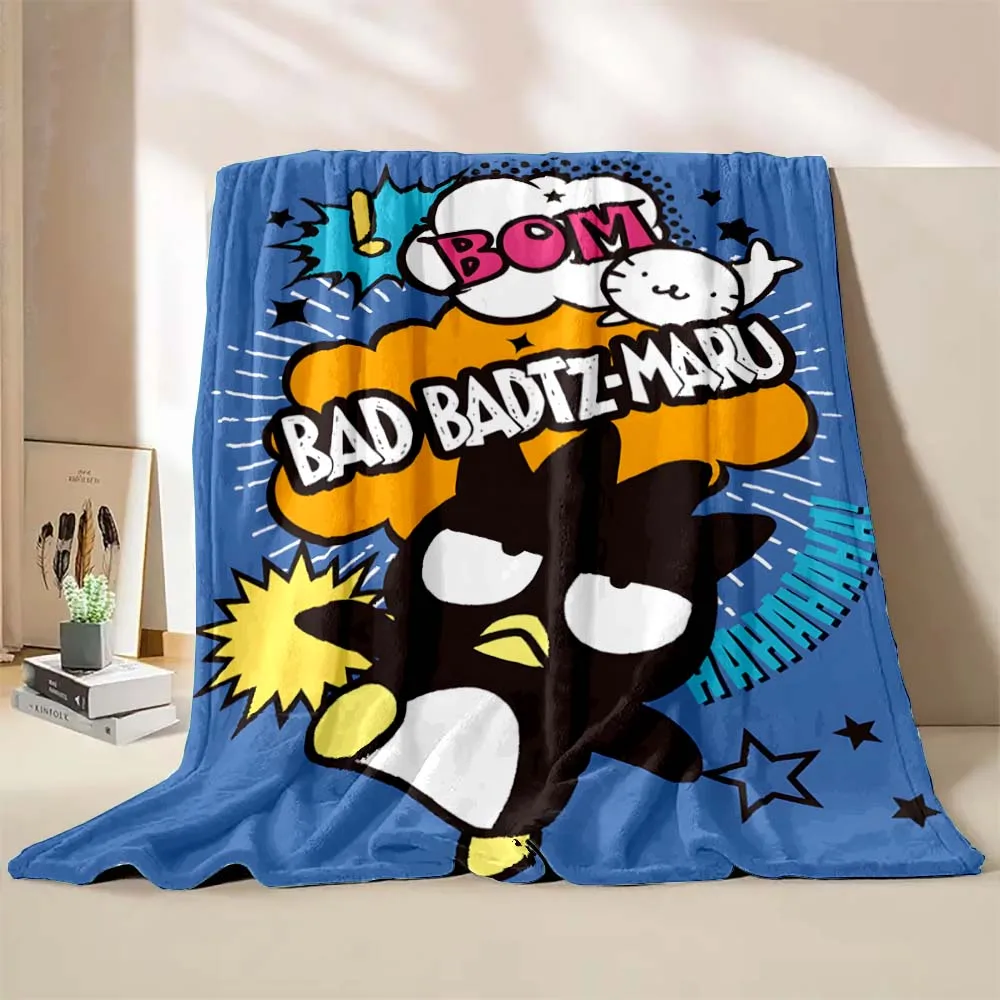 Bad Badtz Maru Cartoon Sanrio Flannel Fluffy Throw Camping Blanket for Children Sofa Throw Blanket Modern Fashion Gift Miniso