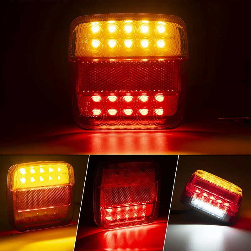 2pcs Caravan LED Tail Lamp 12v 26 Led Rear Tail Lights 5 Function Waterproof For Trailer Truck Lorry UK Car Lights Accessories
