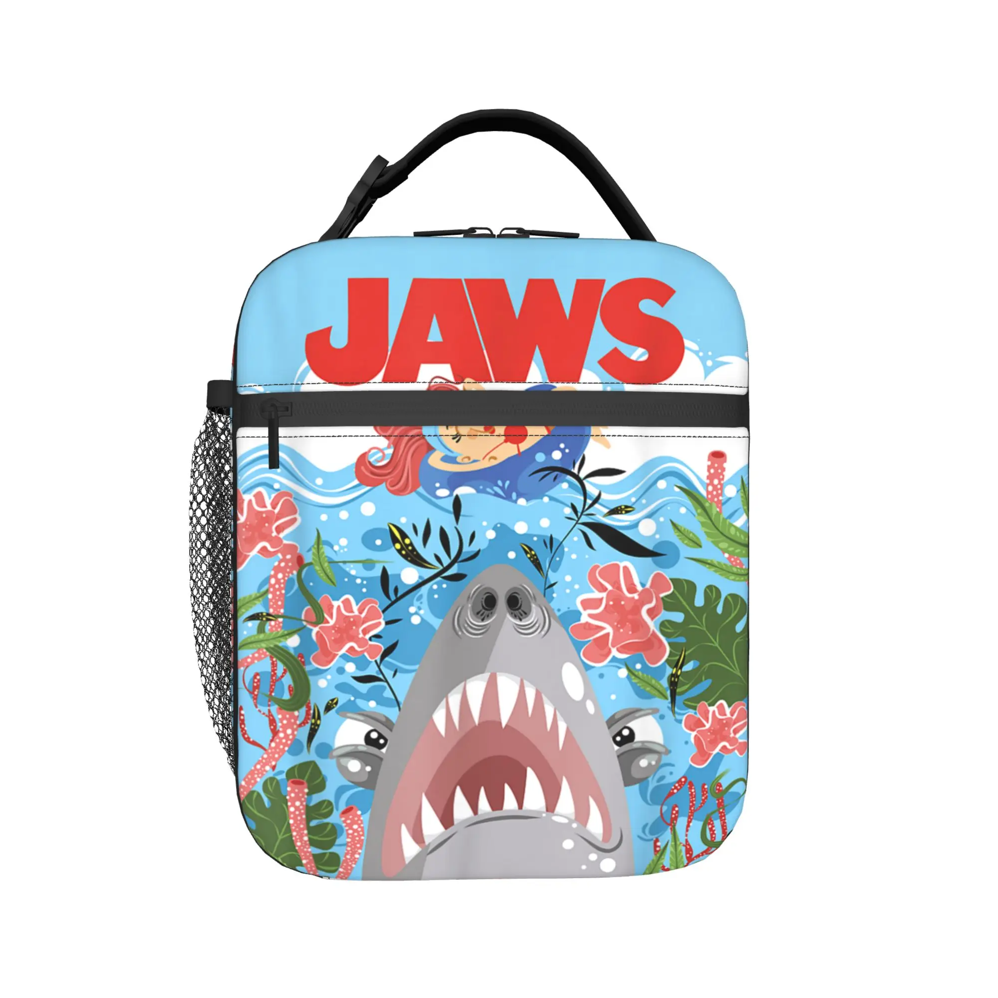 Jaws 50th Anniversary Poster  Lunch Bag For Child  Print Picnic Lunch Box Kawaii Portable Zipper Oxford Cooler Bag
