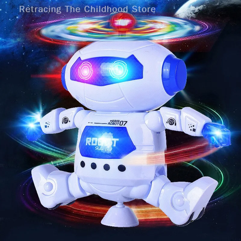 1 stks Kids Robot Roterend Dansspeelgoed Met Muziek LED Licht Elektronisch Wandelspeelgoed Leuk Speelgoed Voor Jongens Meisjes Verjaardag Kerstcadeau