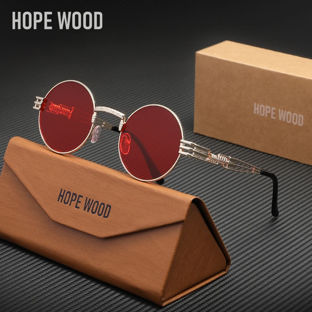 

HOPEWOOD круглые солнцезащитные очки в стиле панк UV400, высококачественная поляризационная оправа из сплава, летние очки для мужчин и женщин, очки для вождения
