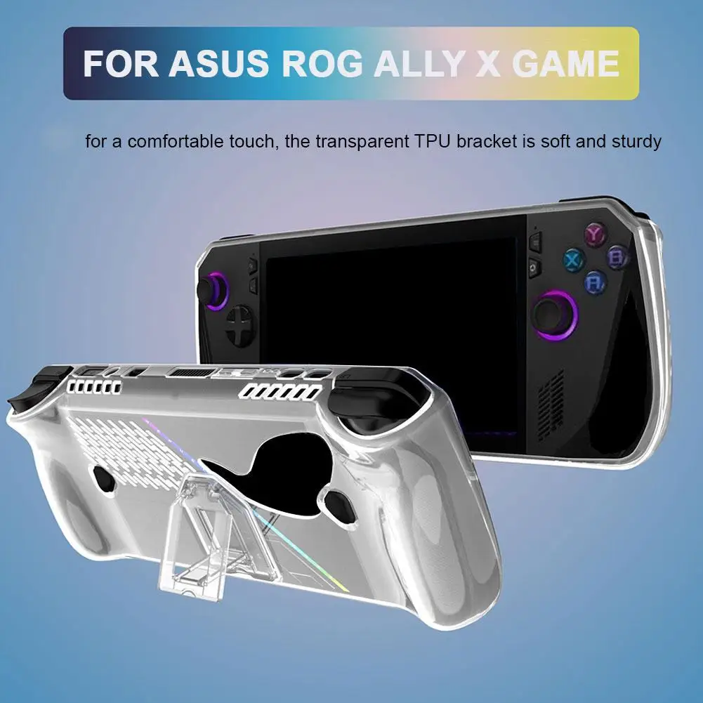 Transparent Case For Asus ROG Ally X 2024 Game Console Skin TPU Protective Cover With Stand For ROG Ally X Protector Shell