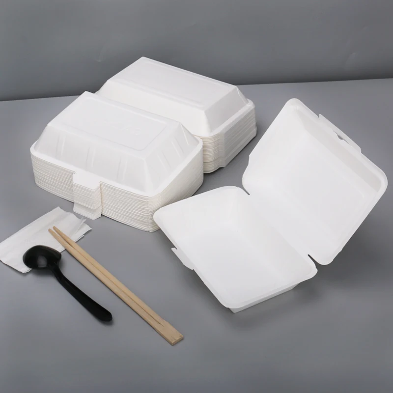 Customized. Disposable Paper Lunch Box Roast Duck with Lid White Lunch Box Fried Rice Noodles Barbecue Fast Food Takeaway Packin