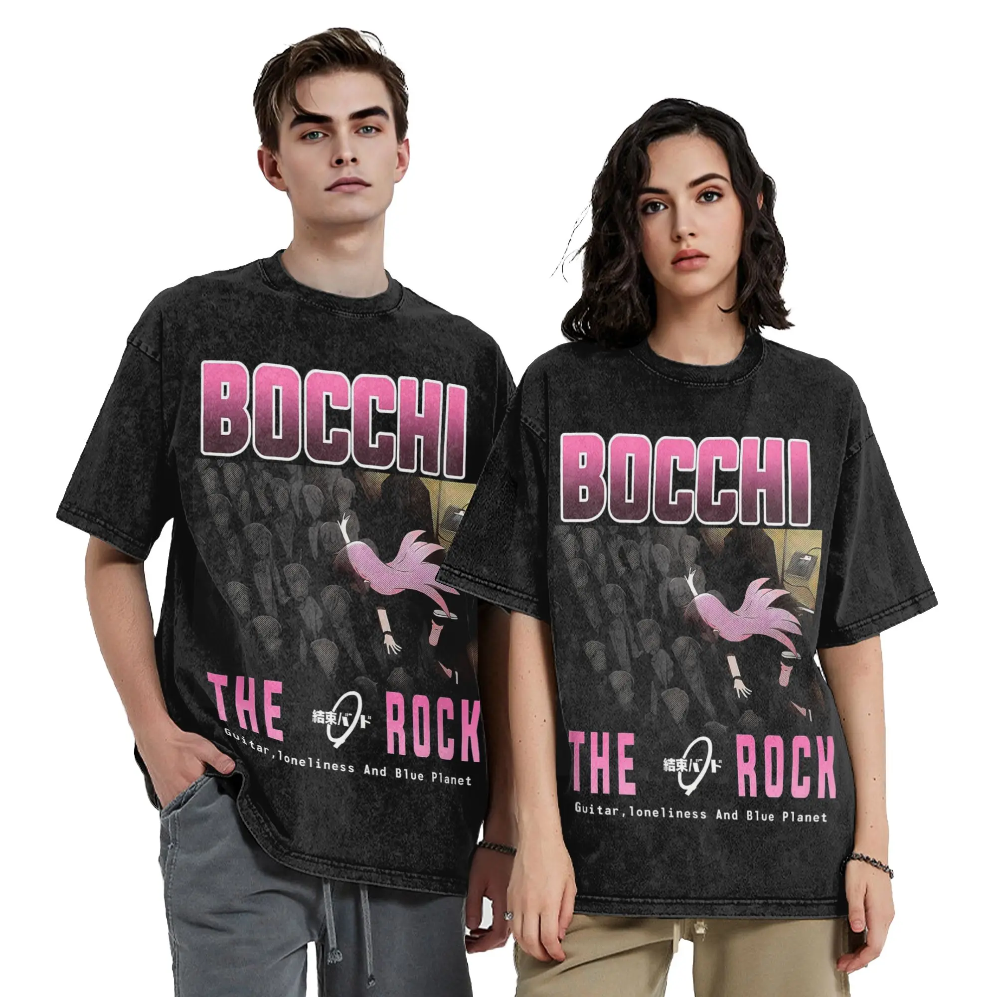 Bocchi The Rock! Washed T Shirt Streetwear Hip Hop Fashion T-Shirt  Tee Shirt for Men Women Short Sleeve Oversize Summer