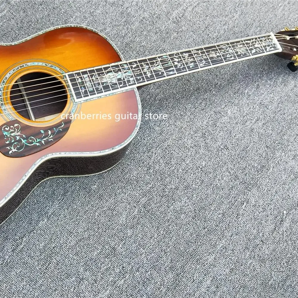 Custom Electric Guitar, Sunburst Color Acoustic Guitar,Ebony Fingerboard,100% All Real Abalone, Free Shipping, 00045 Model