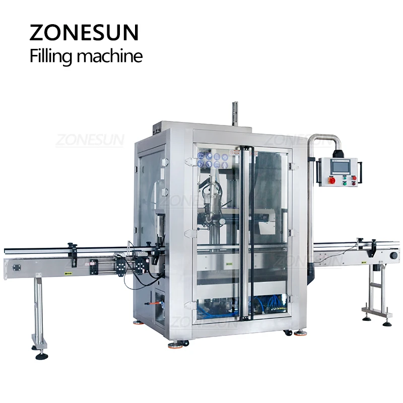 Zonesun ZS-VTPF2 pasta automática shampoo líquido chuveiro gel garrafa jar máquina de enchimento com cabeças duplas seguindo