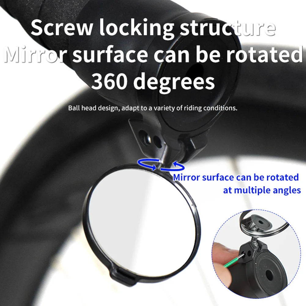 Bike Bar End Mirror 360 Rotation Adjustable Safe Cycling Rearview Mirror Bar End Bicycle Mirrors for MTB Road Bike Accessories