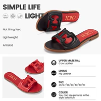CHCH Women's Slippers 2024 Simple Black Flat Flat Women's Shoes Home Indoor Slippers - Image 5