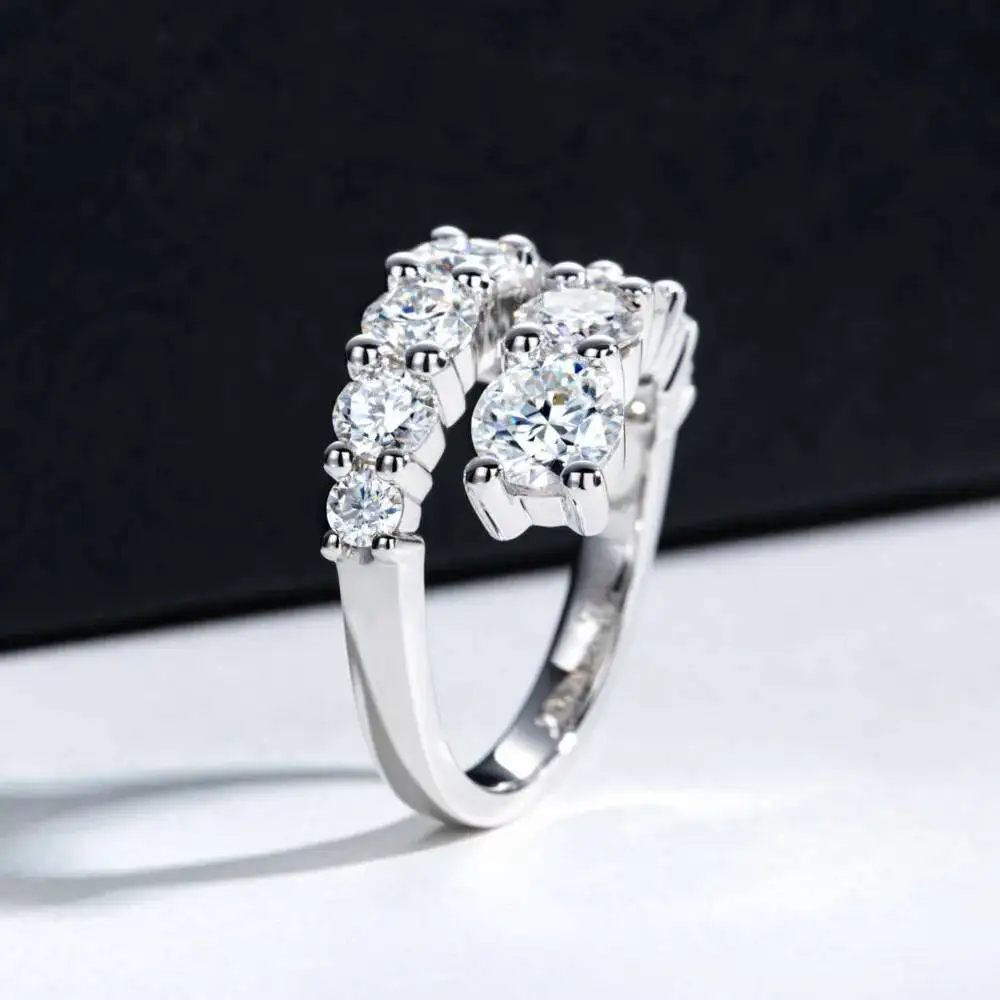 10 Edelstein-Ringe mit Moissanit für Damen, Funkelnde Makellose Labor-Diamanten, Ehering aus 925 Sterling Silber – Detail 4