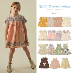 Robe de princesse brodée APO pour filles, vêtements de vacances pour enfants, enfants de 2 à 8 ans, SK343, été, nouveau, 2024