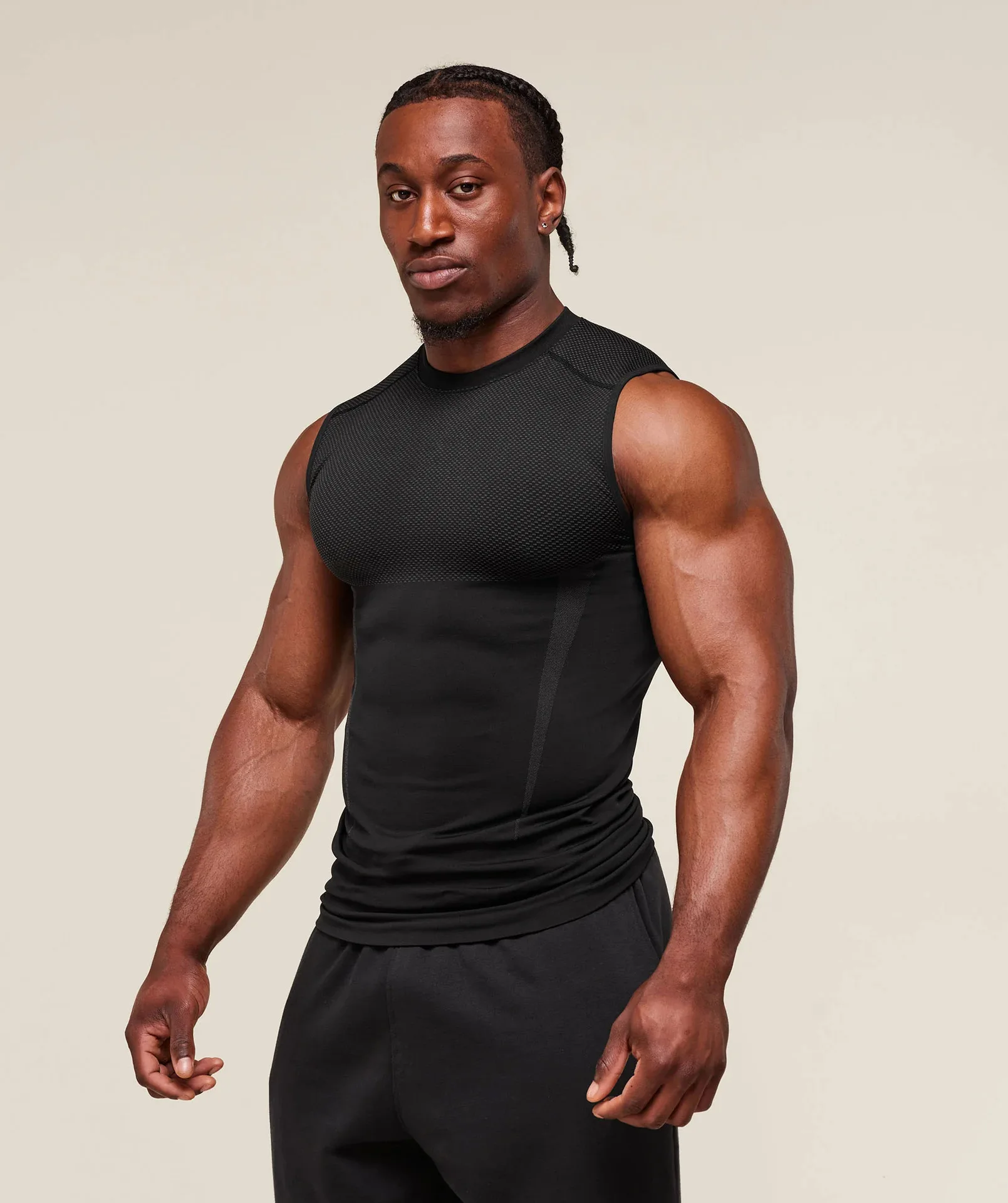 Men's Tight vest sports summer quick-drying breathable seamless fitness running training stretch tight top man sleeveless vest image 4