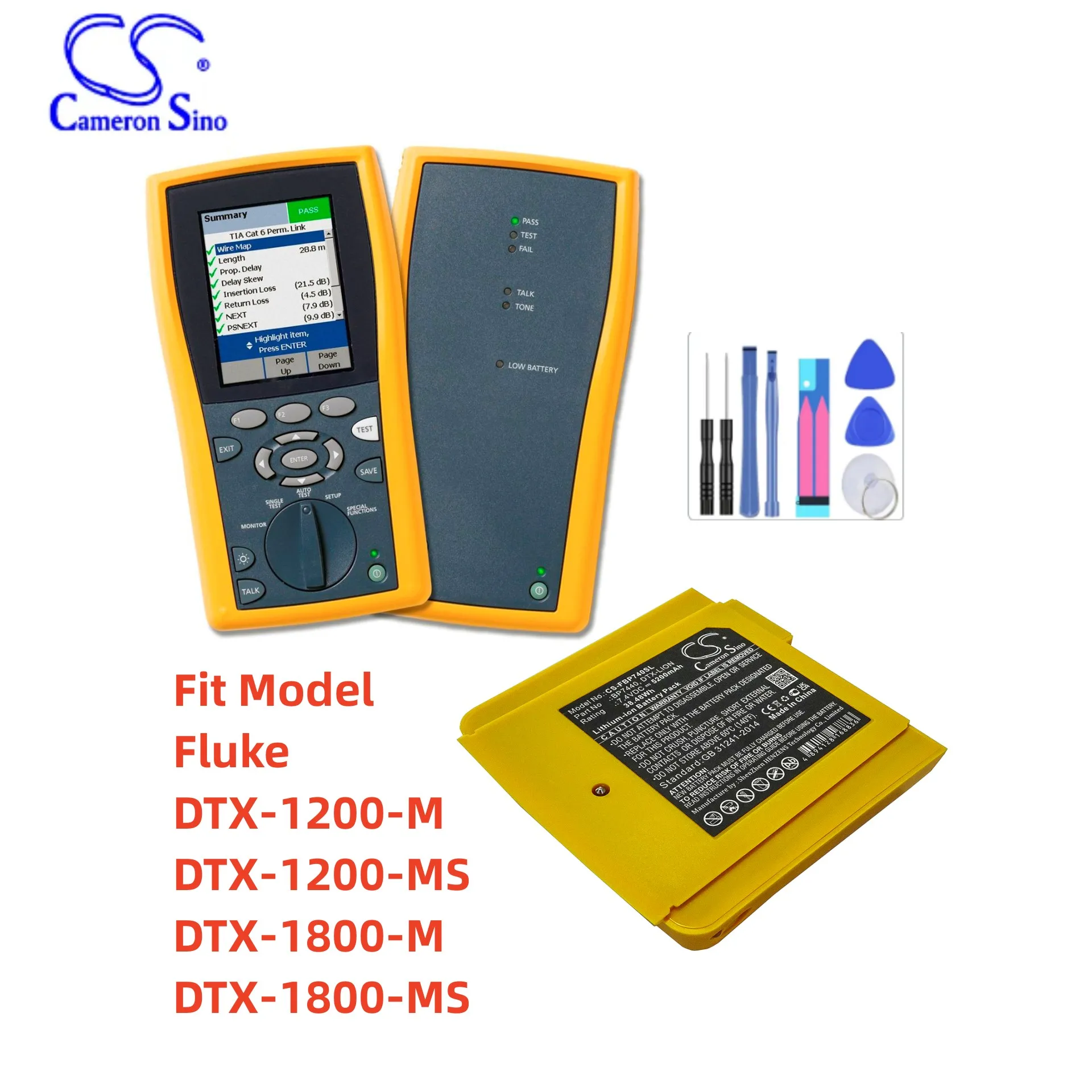 

Equipment, Survey, Test Battery For Fluke BP7440 DTX-LION TX-1800-M, DTX-1800-MS, DTX-1200-M, DTX-1200-MS 5200mAh / 38.48Wh