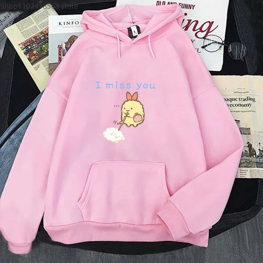 

I Miss You Print Hoodies for Girls Clothing Woemn Cartoon Sumikko Gurashi Graphic Sweatshirt Y2k Clothes Kawaii Pullover Men Top