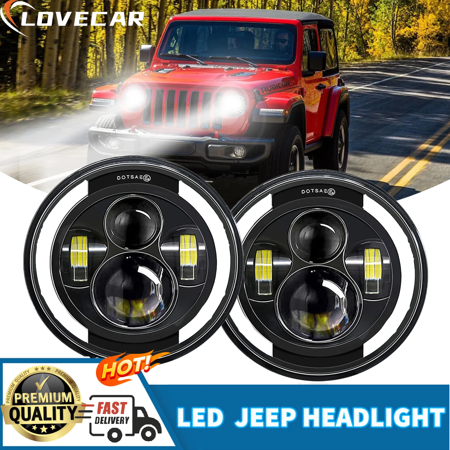 

7inch Round Headlight 6000k DOT Front Motorcycle Headlight for Harley High Low Beam DRL Daytime Running Projector Motorbike Lamp