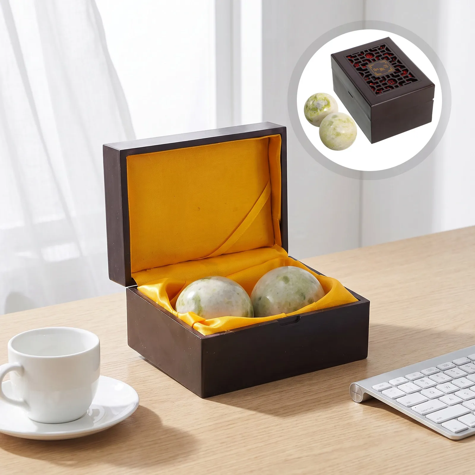 1Set Marble Baoding Ball 2 Inch Hand Exercise Therapy Balls for Desk Job Stress Relief Grip Strength Finger Training