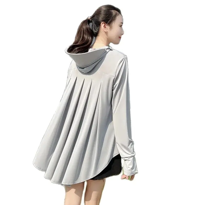 Sunscreen Clothing Women's 2023 New Summer Ice Silk Breathable Sun-Protective Clothing Outdoor Electric Car Thin Coat Top