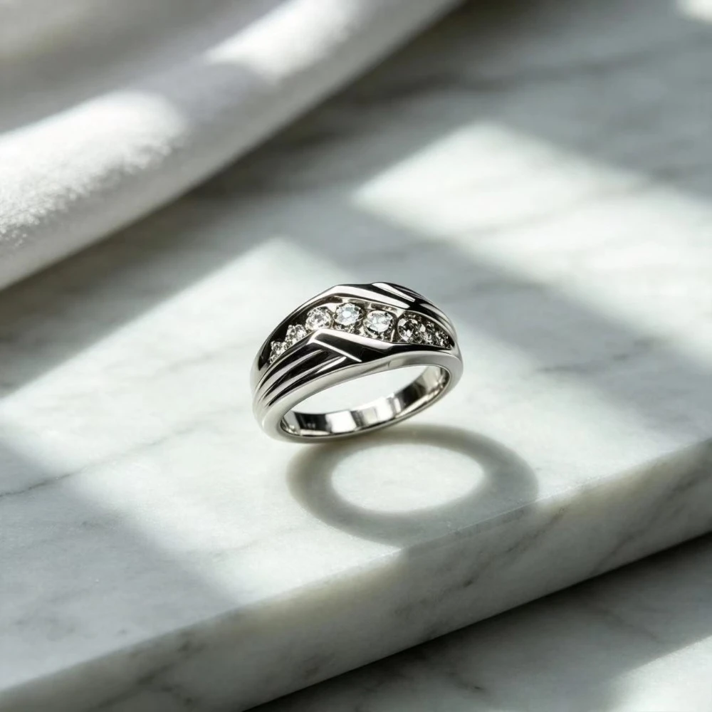 Solid 925 Sterling Silver Ring Fully Set with Moissanite Festive Gift Ideal for Any Occasion