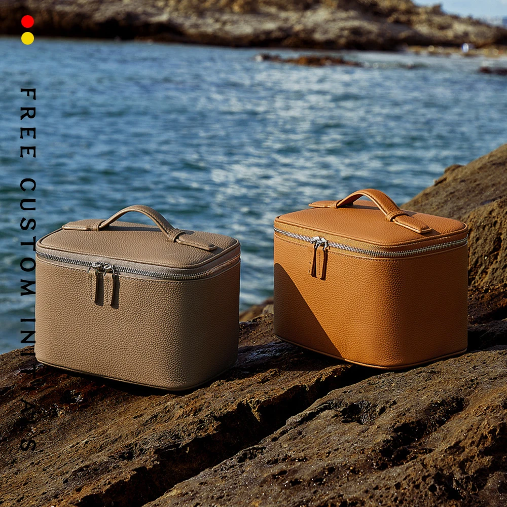 

Top layer cowhide multi-component cosmetic bag super large capacity toiletry bag cowhide storage bag high-end travel portable