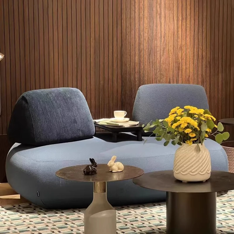 

Freehand space pebble sofa fabric living room small apartment double-sided arc