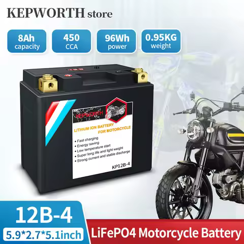 12B-4 Motorcycle Starter Battery 12V 8Ah 450cca Replacement for YT12B-BS, PT12B-4, UT12B-4, GT12B-4, MBT12B4, WP12B-4 Batteries