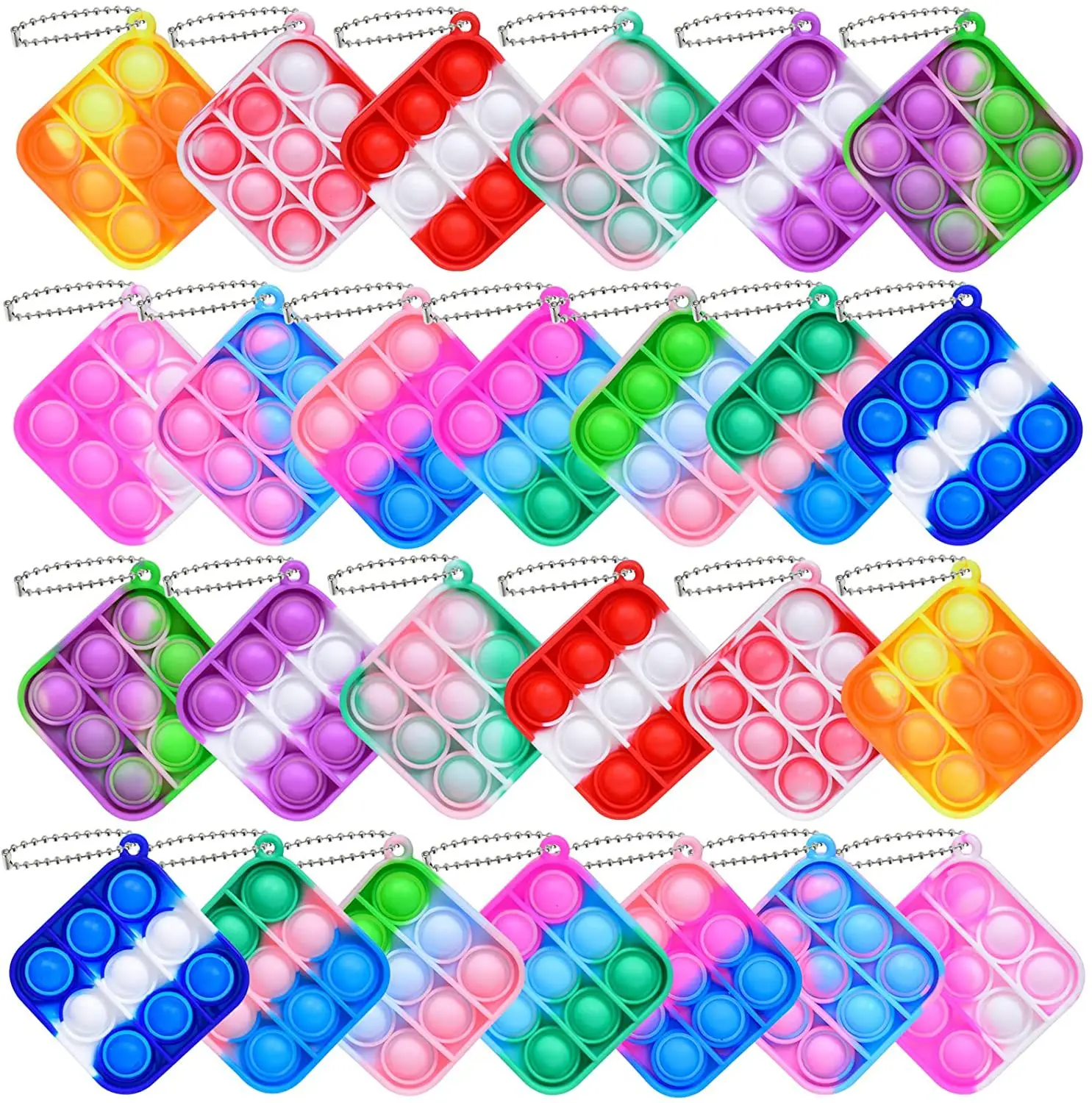 Mini Pop It Fidget Toy Schlüsselanhänger Silikon Push Bubble Sensorisches Spielzeug Anti-Stress-Handspielzeug für Kinder Erwachsene Party-Geschenke – Detail 5
