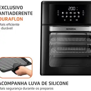 Elektrische Fritteuse ohne Öl/Luft-Fritteuse-Mondialofen-Ofen Afon-12L-FB Black 12L-220V 12 Hauptverkäufe Elektrische Breitmaschine - №7