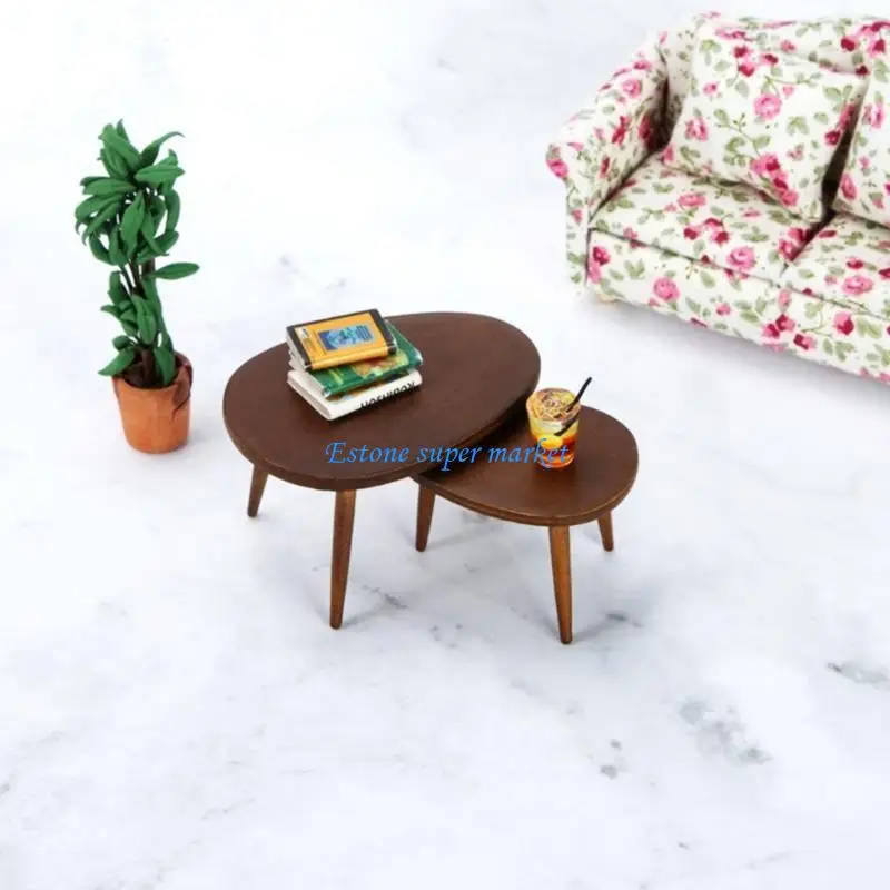 090B 1:12 domek dla lalek miniaturowy drewniany trójkątny model stołu akcesoria do domku dla lalek