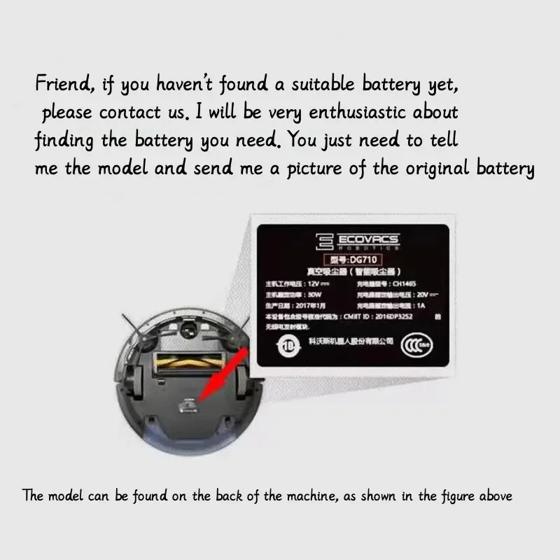 3500mAh pour Ecovacs DW700 DW700-WR DW701 DS620 Chr78 Balayeuse Batterie