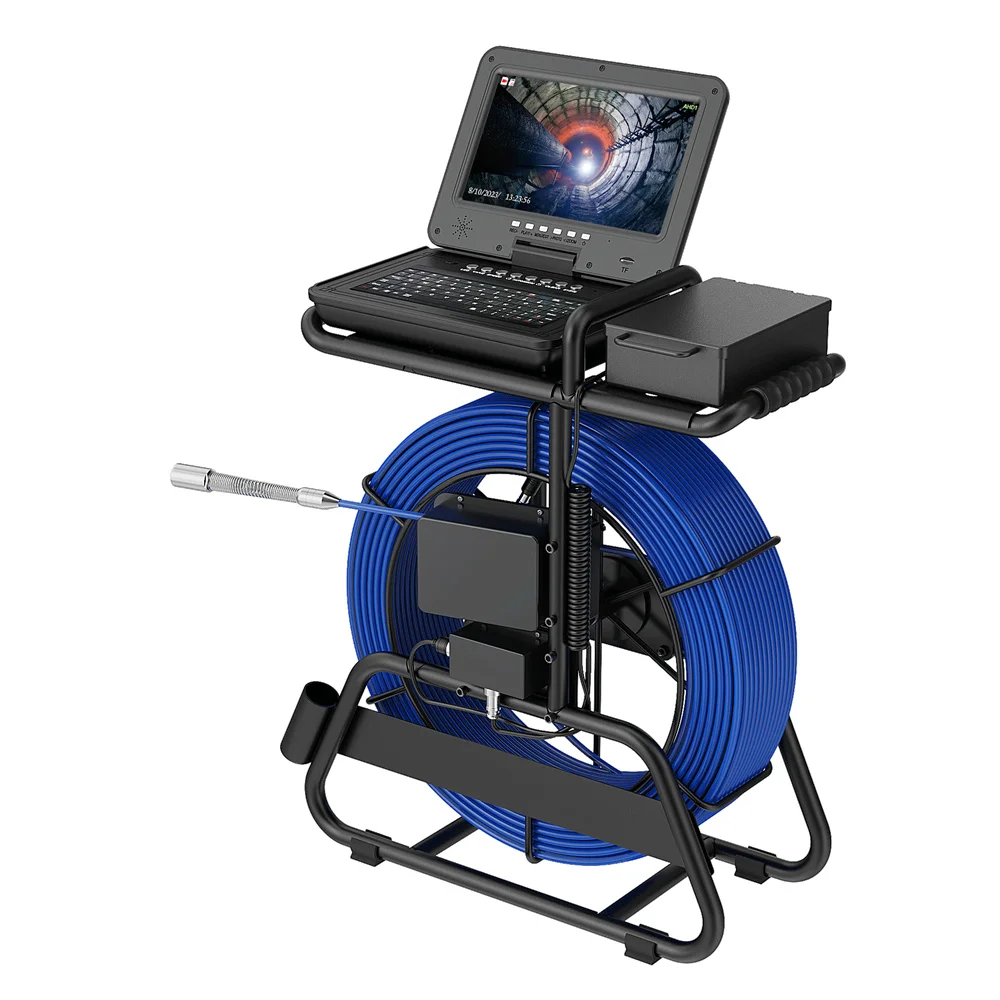 MS100M Sewer Pipe Inspection Camera 10 Inch IPS 1080P Screen and Meter Counter+Self-Leveling 512HZ Locator+Diameter 7mm Thick Ca