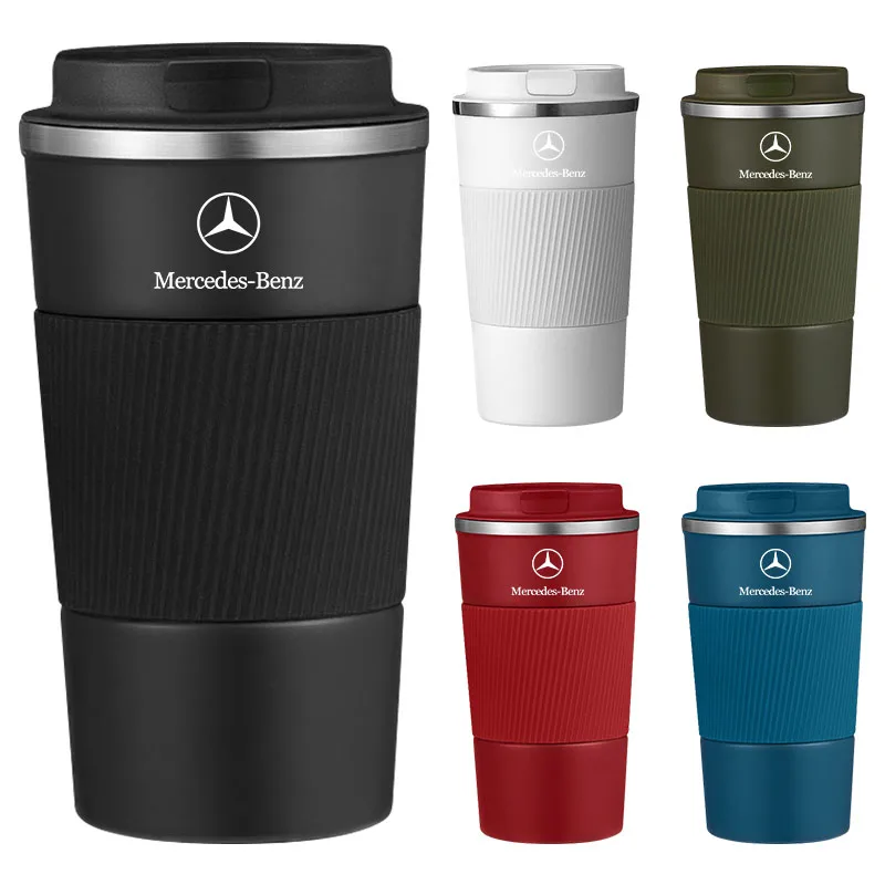 500ml Stainless Steel Coffee Tumbler Thermos Cup Portable Travel Thermal Mug Stickers For Mercedes Benz C300 C250 C350 C Class